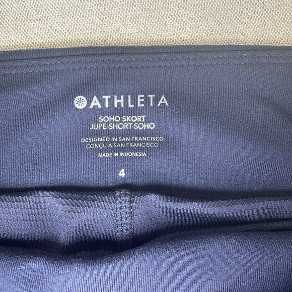 Athleta Soho Skort Size 4 Blue Athleisure Preppy Tennis Pickleball Zip Pockets - Picture 3 of 10